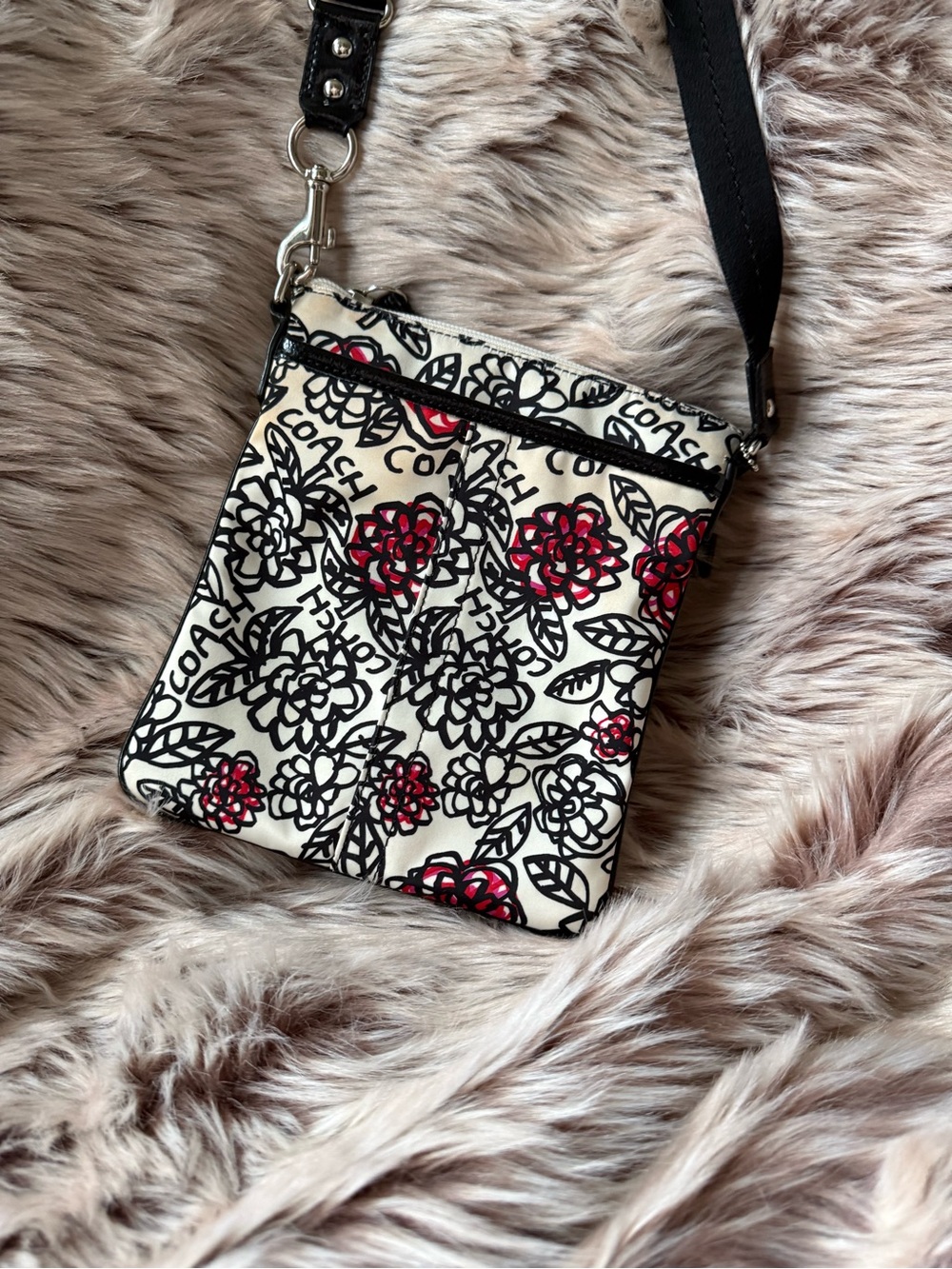 Coach Cream Fuchsia Floral Crossbody